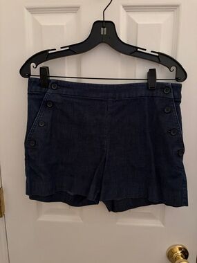Banana Republic Navy High-Waist Button-Accent Shorts